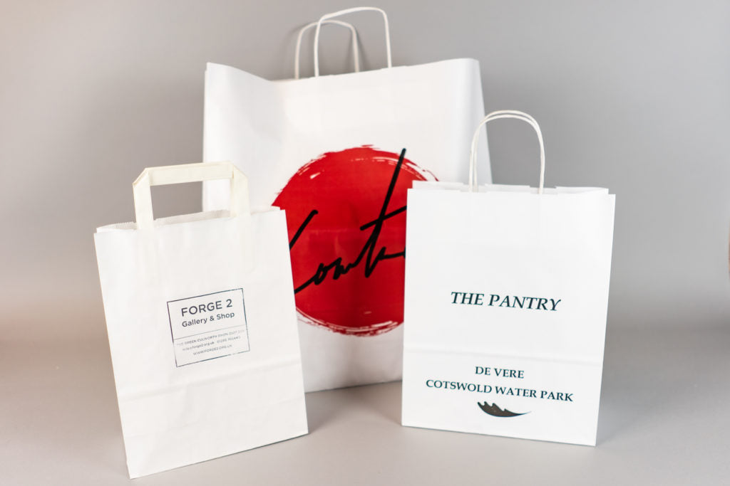 custom printed white paper bags